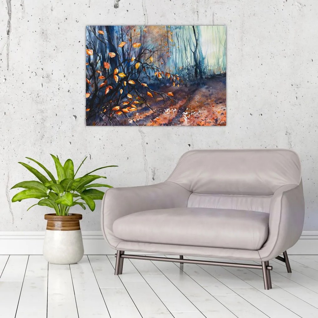 Tablou pe sticlă - Razele solare de toamnă (70x50 cm)