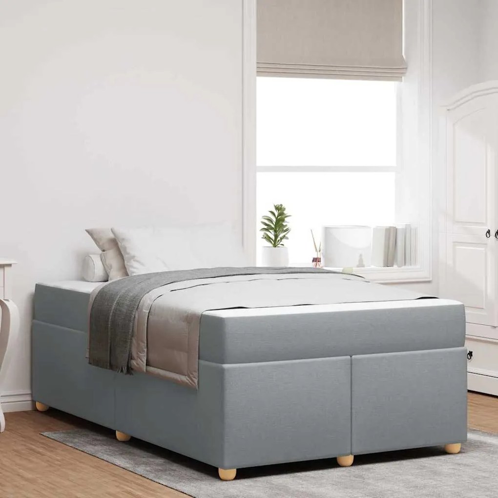 vidaXL Cadru de pat cu saltea Altele Gri deschis 120 x 190 cm țesătură