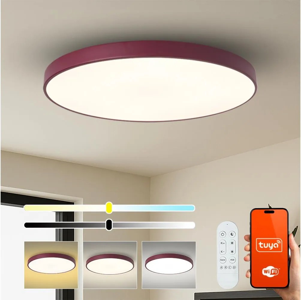 Brilagi-LED Corp de iluminat LED dimabil pentru piscină POOL SMART, 128 W, 230 V, 100 cm, Wi‑Fi Tuya + telecomandă, vișiniu