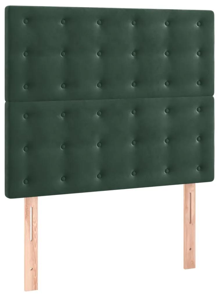 Cadru de pat cu tablie, verde inchis, 120x200 cm, catifea Verde inchis, 120 x 200 cm, Nasturi de tapiterie