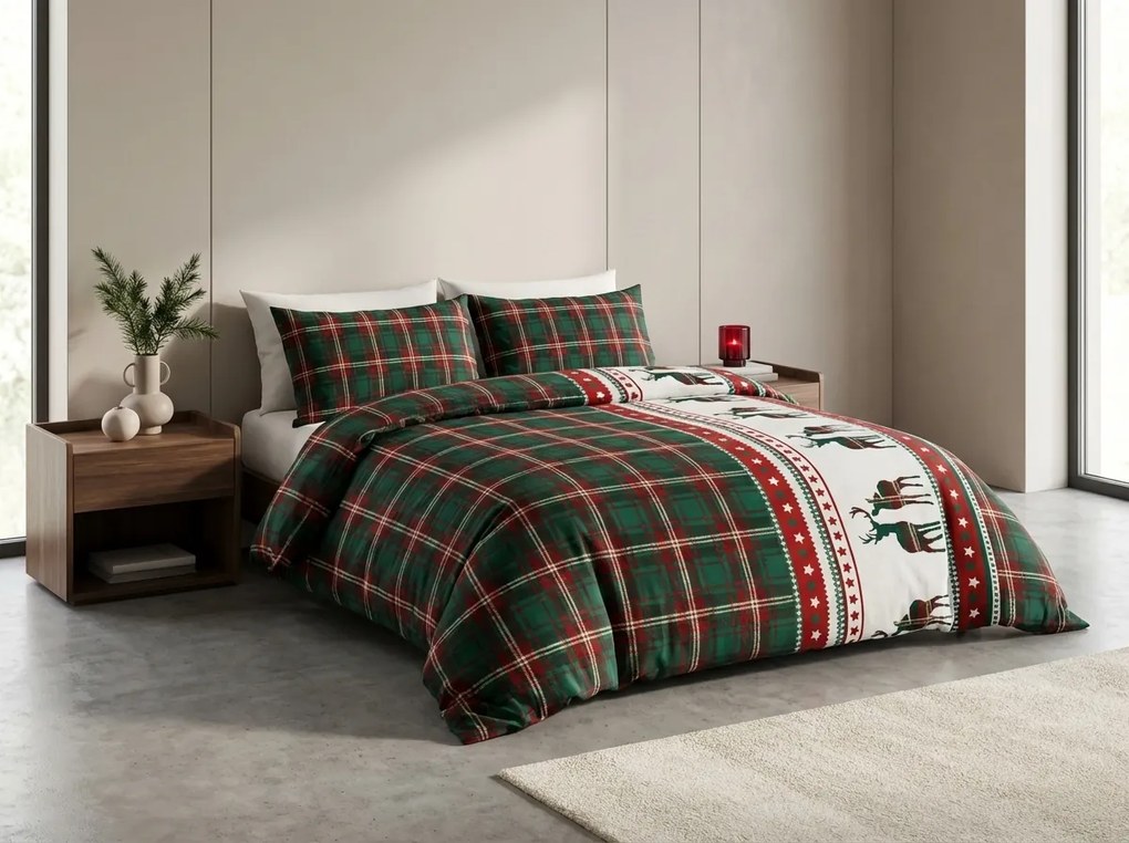 Lenjerie de pat din flanel FJORDEN verde Dimensiune lenjerie de pat: 70 x 90 cm | 140 x 200 cm