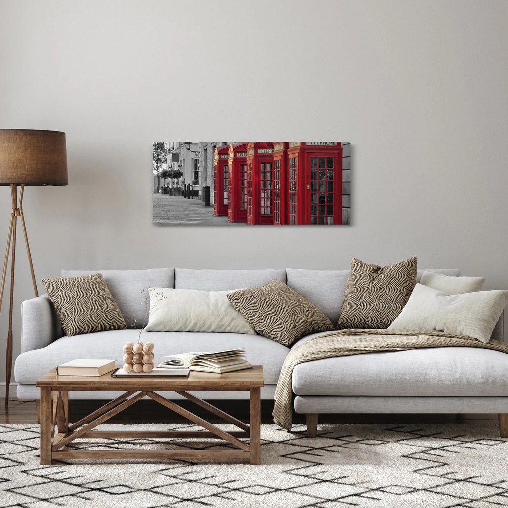 Tablou - Cutii telefonice din Londra (120x50 cm)