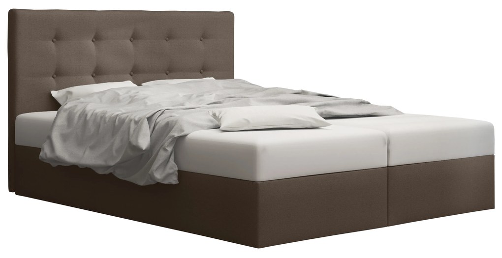 Pat matrimonial Boxspring 180 cm Duel 1 (maro) ( cu saltea și sp. depozitare). 1046437