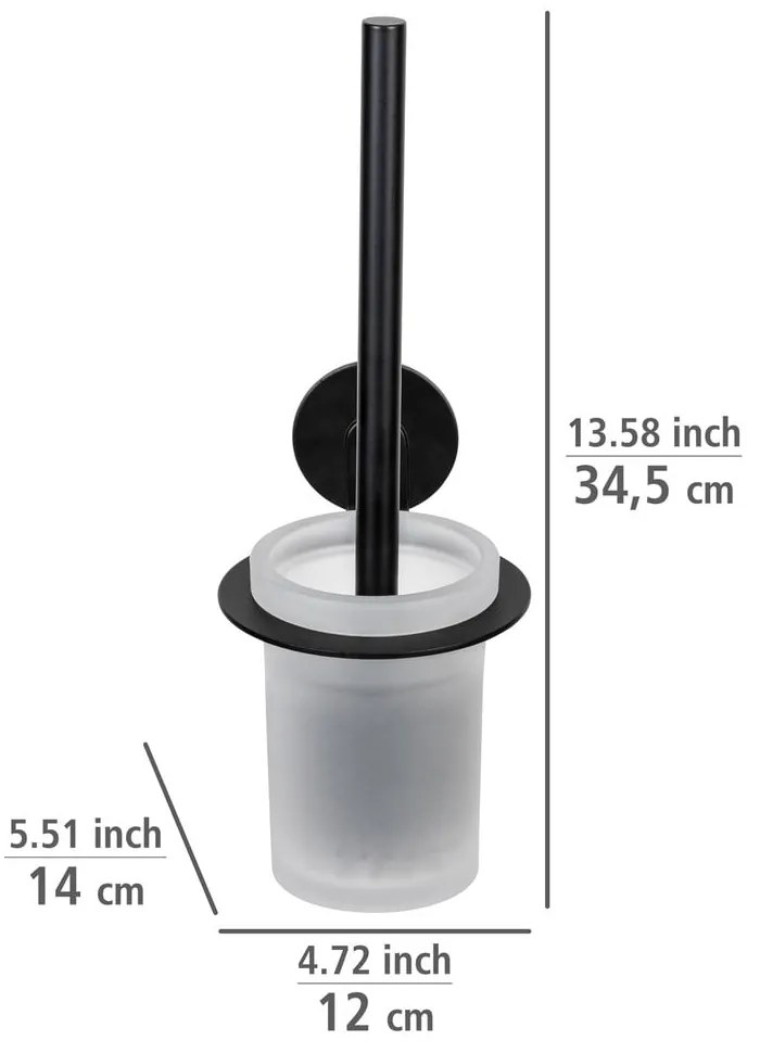 Perie de WC negru-mat autoadezivă din sticlă Bivio – Wenko