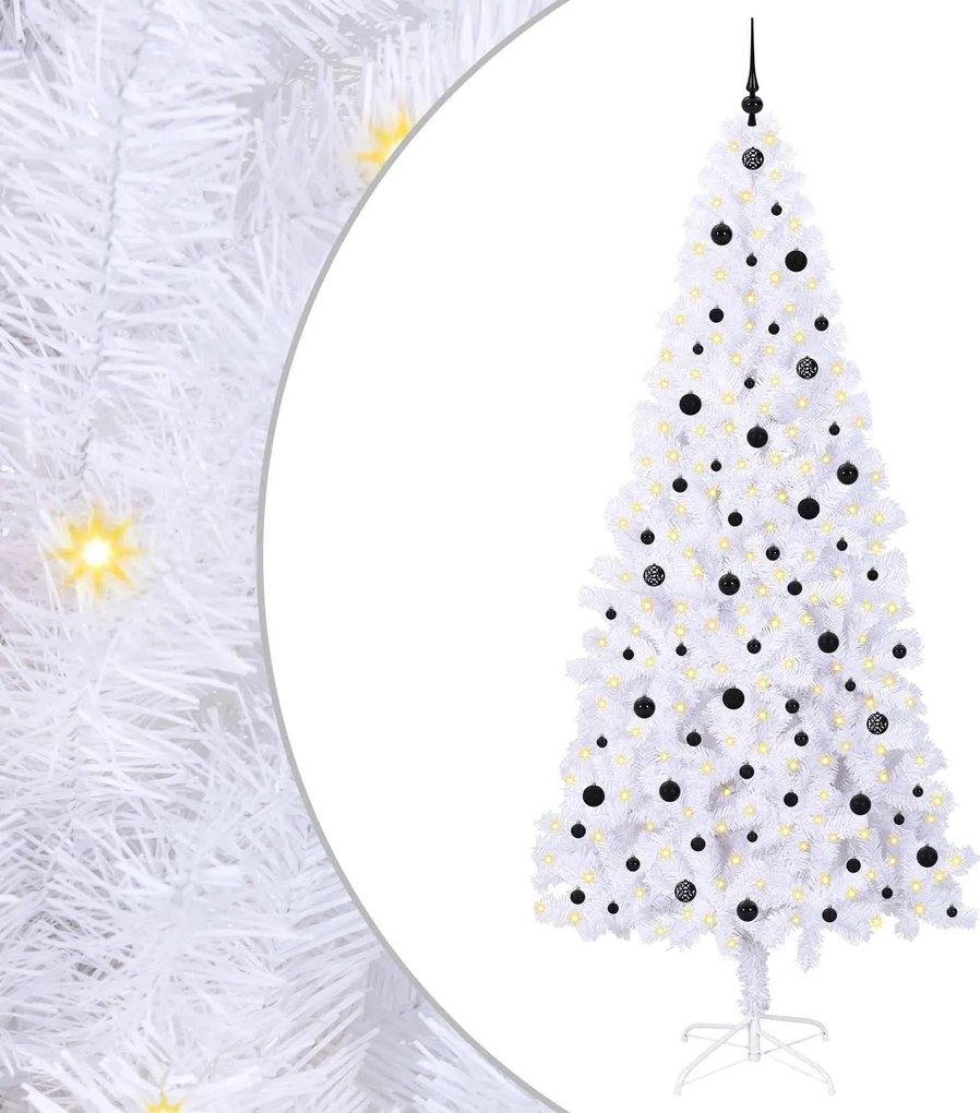 vidaXL Brad de Crăciun artificial cu 300 LED Alb 240 cm PVC și Oțel