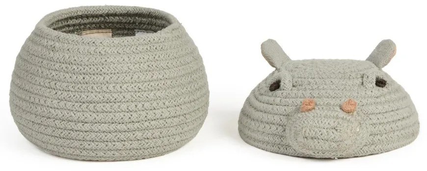 Coș de jucării pentru copii gri deschis din material textil ø 15x15 cm Mini Henry the Hippo – Lorena Canals