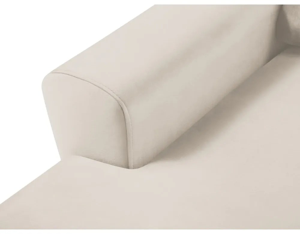Colțar bej extensibil, cu spațiu de depozitare cu tapițerie din catifea (cu colț pe partea stângă, cu șezlong) Kyoto – Cosmopolitan Design