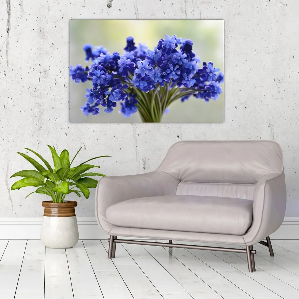 Tablou buchet cu flori albastre (90x60 cm)