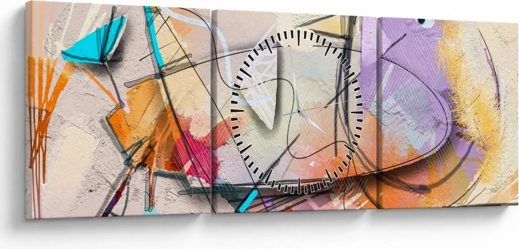 Tablou - Abstract, pasăre (cu ceas) (90x30 cm)