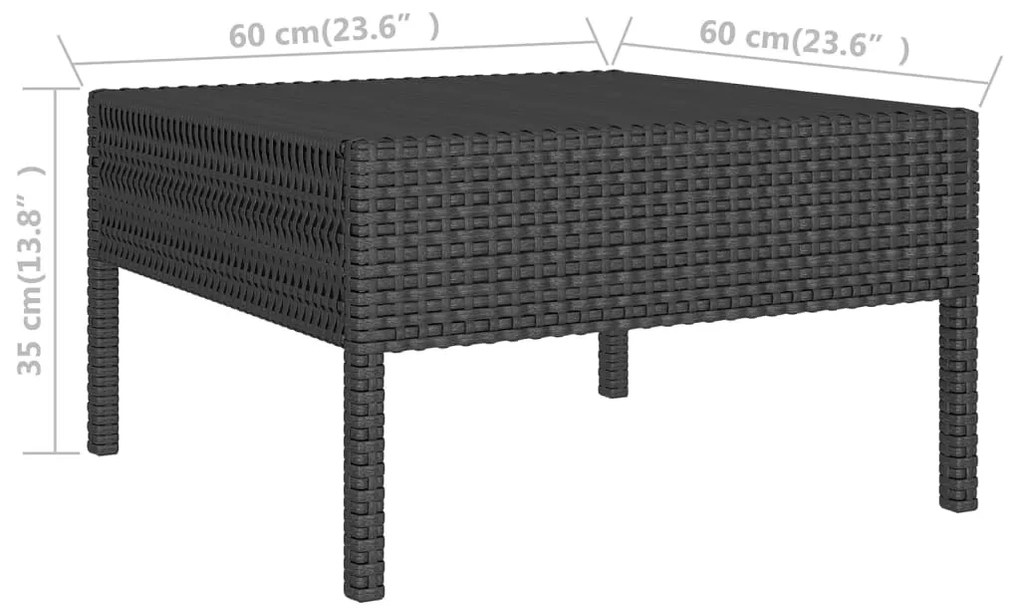 Set mobilier de gradina cu perne, 11 piese, negru, poliratan 2x colt + 6x mijloc + 2x suport pentru picioare + masa, 1