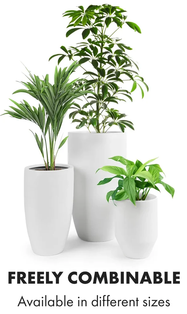 Almere ghiveci Polystone ideal pentru plante, lucrat manual, conic
