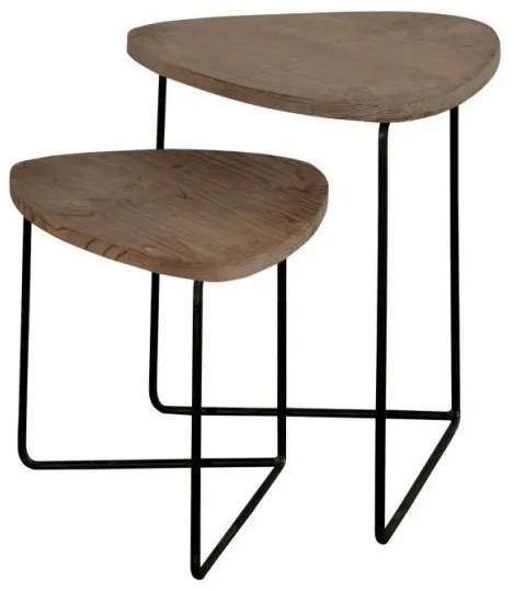 Set 2 masute de cafea, din lemn de pin, L49 cm, Fratelli