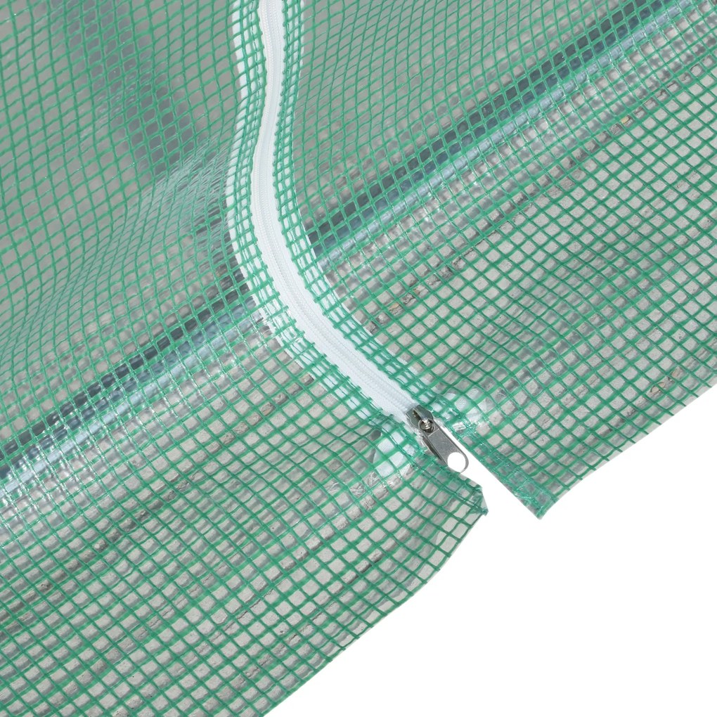 Outsunny Serra a Tunnel da Giardino Struttura in Acciaio con 6 Finestre e Porta Avvolgibili, 400x200x210cm verde 400x200x210cm