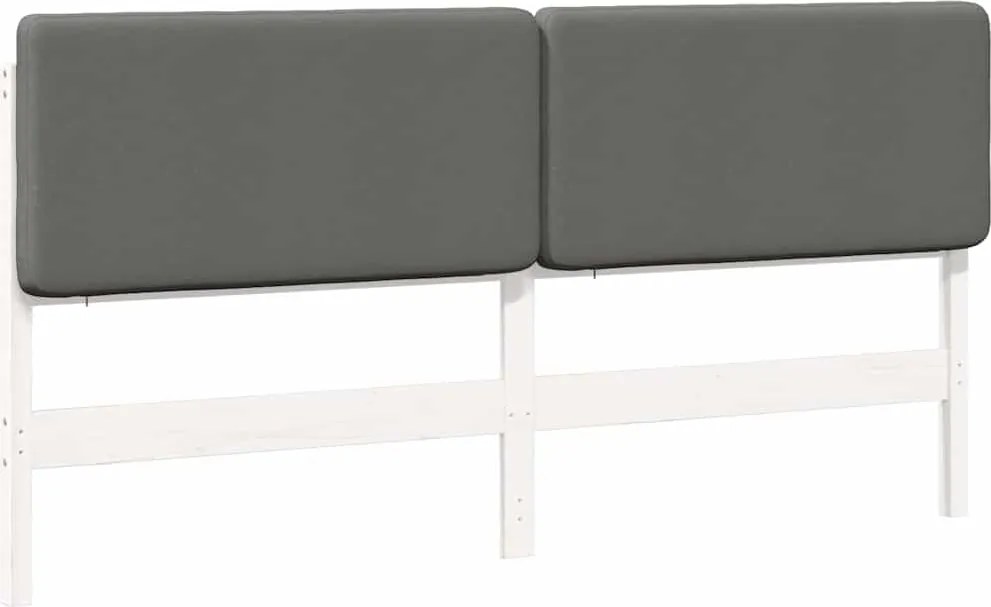 vidaXL Tăblie tapițată Alb și gri deschis 180 cm Lemn de pin masiv