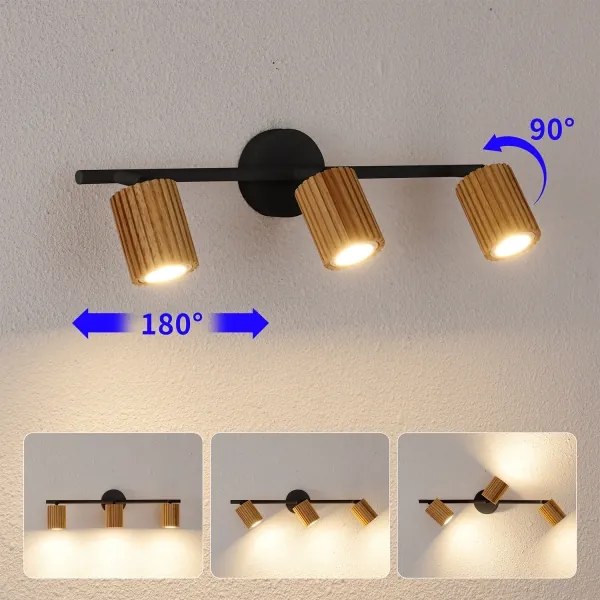 Brilagi - Lampă spot MODERN WOOD 3xGU10/8W/230V lemn/negru