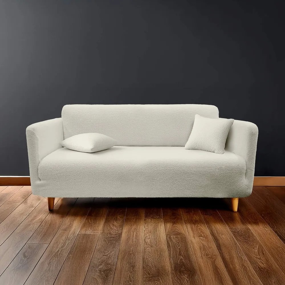 Husă crem elastică pentru canapea cu 3 locuri Laina – douceur d'intérieur