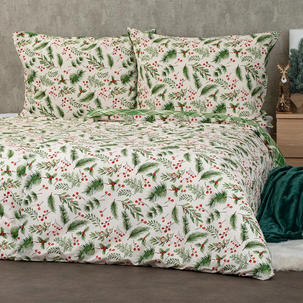 Lenjerie de pat din bumbac 4Home Scotch verde, 140 x 200 cm, 70 x 90 cm