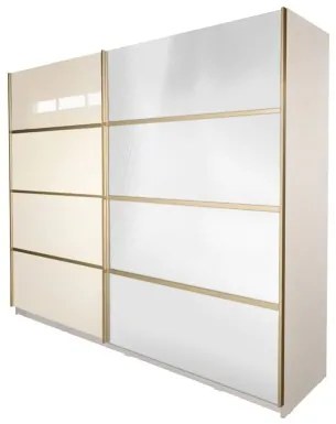 Gold Dulap 2500 Crem cu usi MDF Lucios si Oglinda