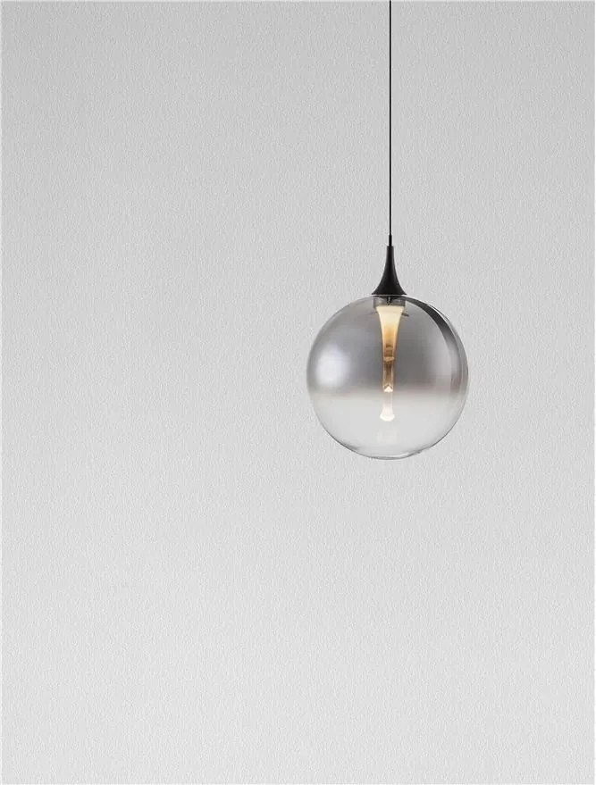 Pendul LED modern, Metal, Sticla, Fumuriu, ORENDA