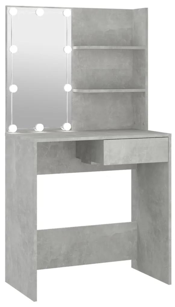 Masa de toaleta cu LED, gri beton, 74,5x40x141 cm Gri beton