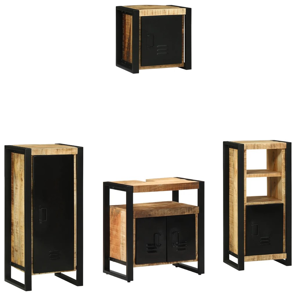 vidaXL Set de mobilier pentru baie 4 pcs Maro Lemn de mango solid