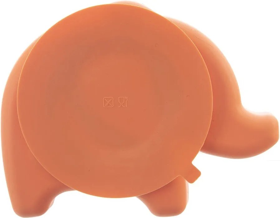 Farfurie pentru copii portocalie din silicon 18x23 cm Elephant – Orion