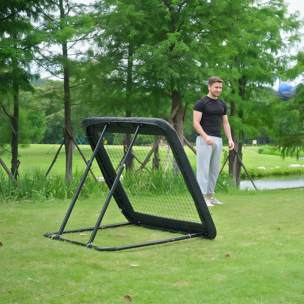 HOMCOM Rebounder Pliabil și Reglabil pentru Fotbal, Baseball și Volei, Plasă de Fotbal, 128x118x108-120 cm, Negru | Aosom Romania