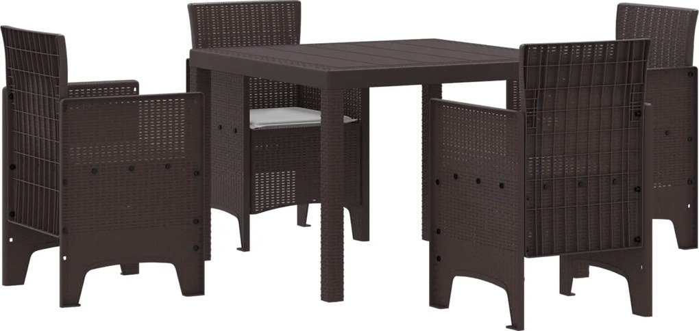 vidaXL Set de masă pentru grădină 5 pcs Maro Polipropilenă