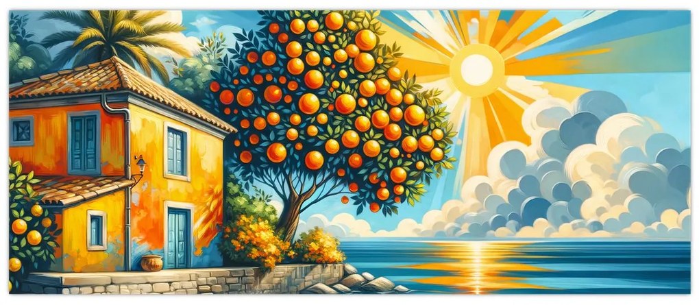 Tablou - Casă cu portocale I. (120x50 cm)