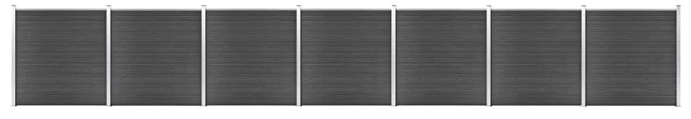 vidaXL Set de panouri de gard, negru, 1218x186 cm, WPC