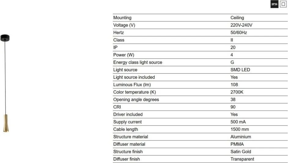 Pendul LED stil minimalist NINA auriu