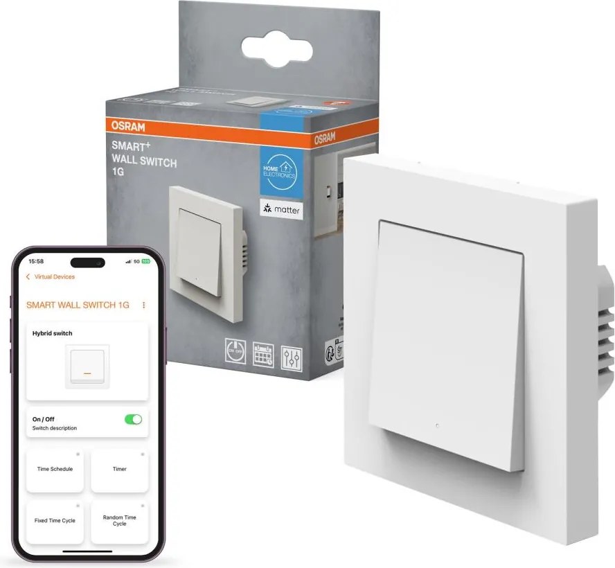 Osram - Întrerupător SMART+ MATTER 230V Wi-Fi cu un singur buton
