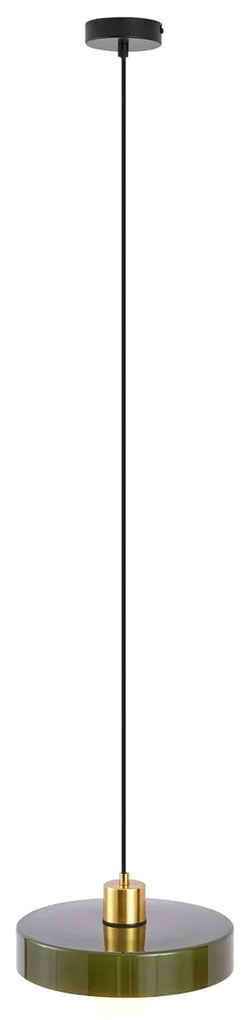 Lampă suspendată retro aurie cu sticlă verde - Jina