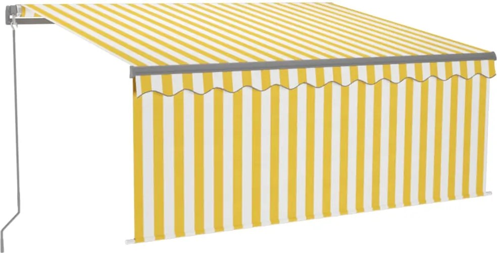 vidaXL Copertină retractabilă manual cu stor&LED, galben & alb 3x2,5 m