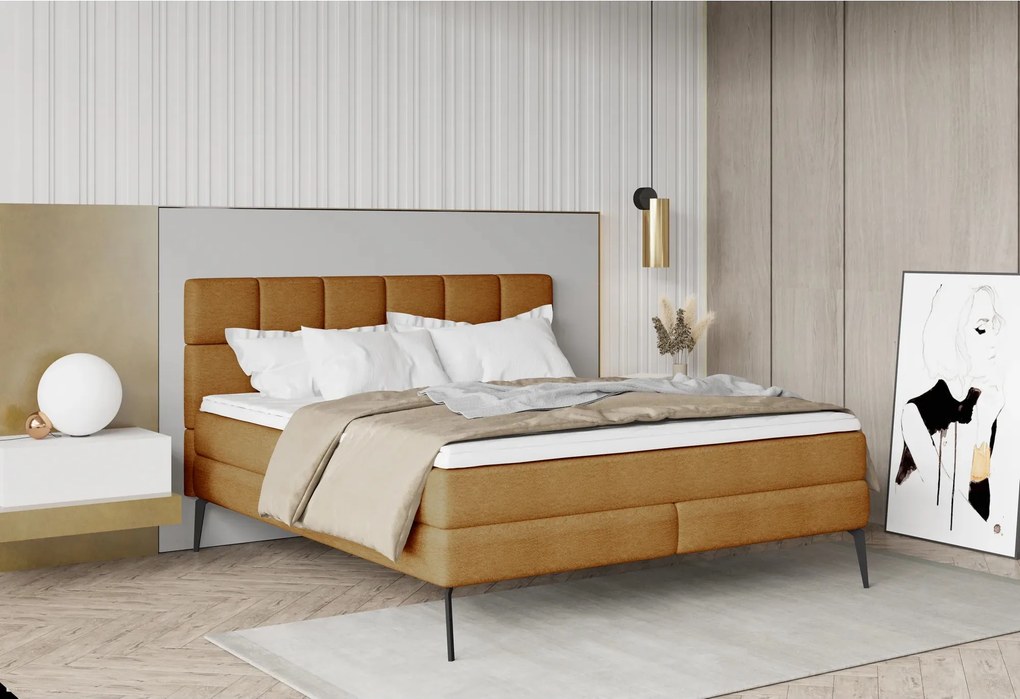 Pat boxspring ADEL 180x200, personalizabil materiale Gama Premium, cu