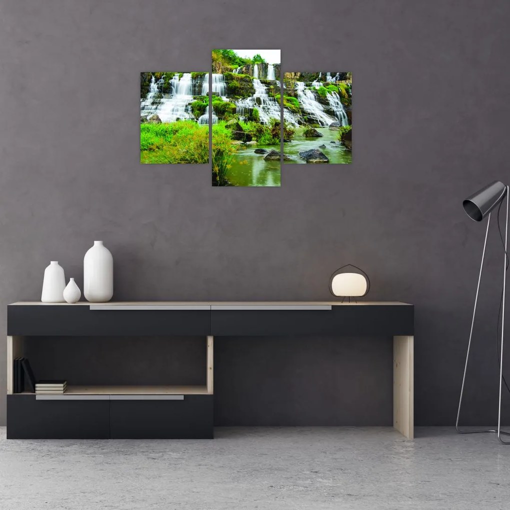 Tablou - cascade cu plante (90x60 cm)