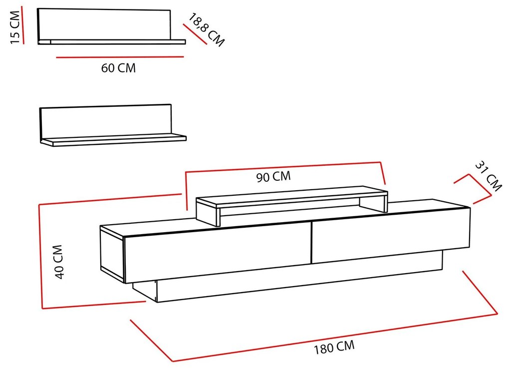 Mobilier living Luccas (Alb) . 1102296