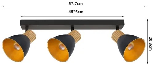 Brilagi - Plafonieră ODENSE cu 3 spoturi, 3xE14/10W/230V, lemn/negru