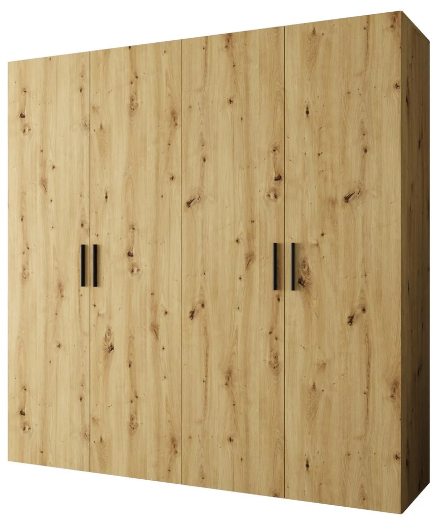 Dulap de haine 200 cm Borry 1 (Stejar artisan + Negru). 1125767