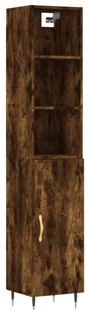 3189618 vidaXL Dulap înalt, stejar fumuriu, 34,5x34x180 cm, lemn prelucrat