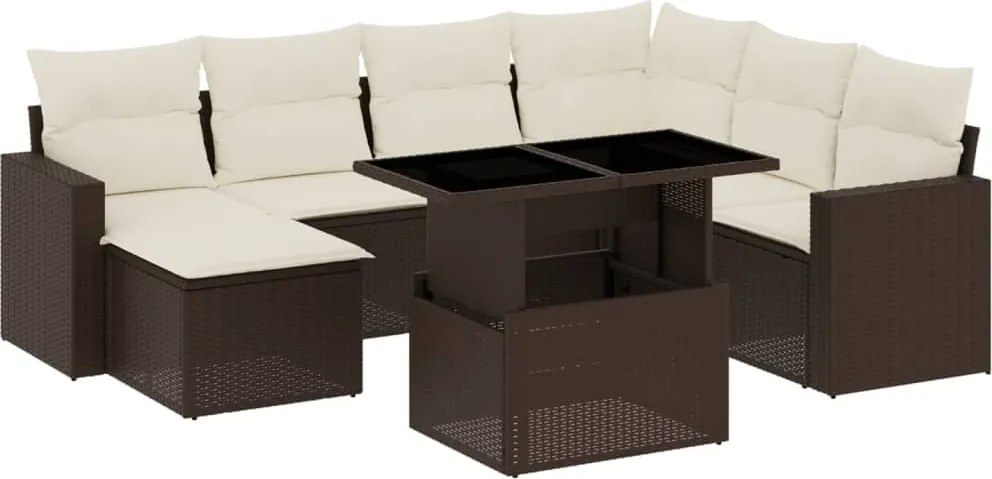 vidaXL Set canapele de grădină cu perne, 8 piese, maro, poliratan