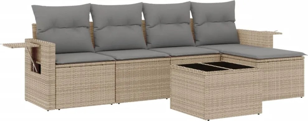 vidaXL Set canapele de grădină cu perne, 6 piese, bej, poliratan