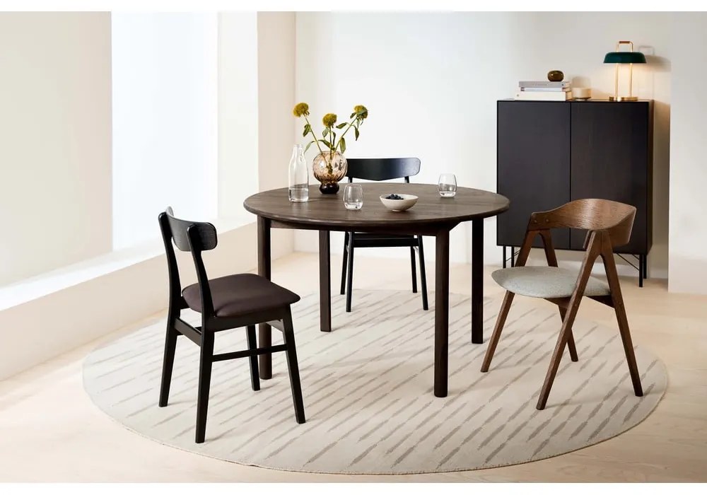 Masă de dining rotundă extensibilă din lemn de stejar cu blat suplimentar ø 120 cm Noor – Hammel Furniture