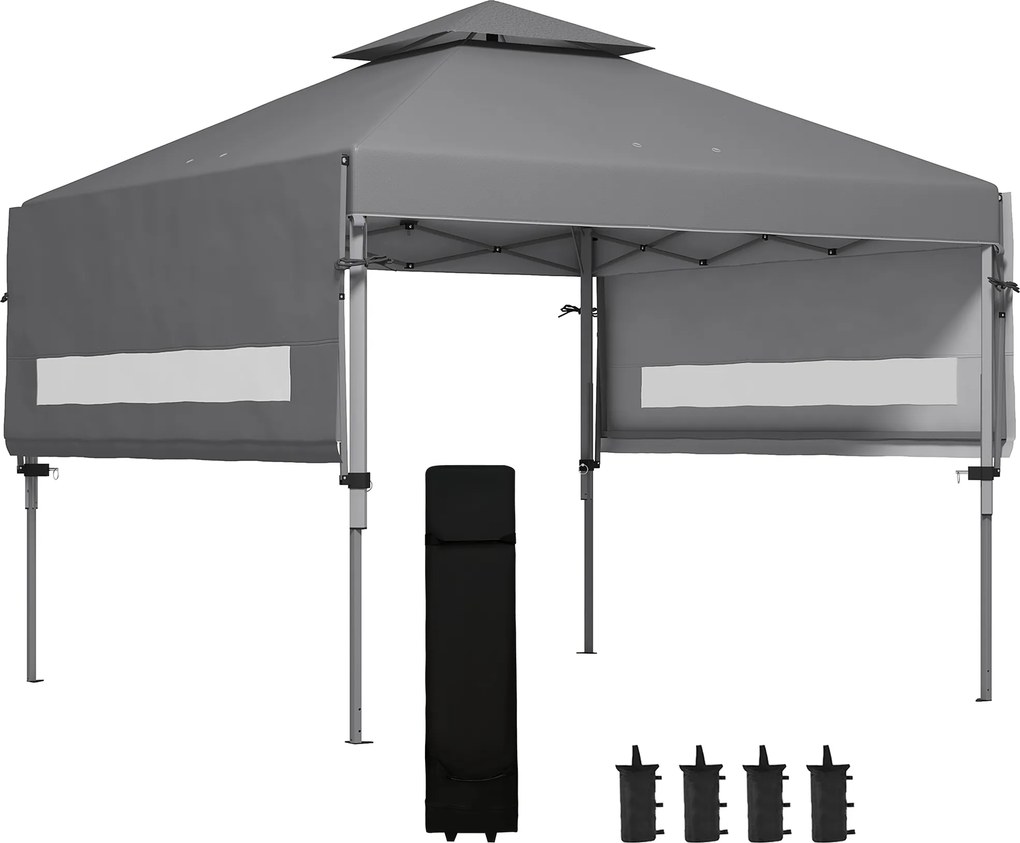 Outsunny Tonelă pop-up pentru grădină Pliantă 5 x 3 m, țesătură Oxford cu 2 pereți reglabili, sac de transport cu roți inclus | Aosom Romania