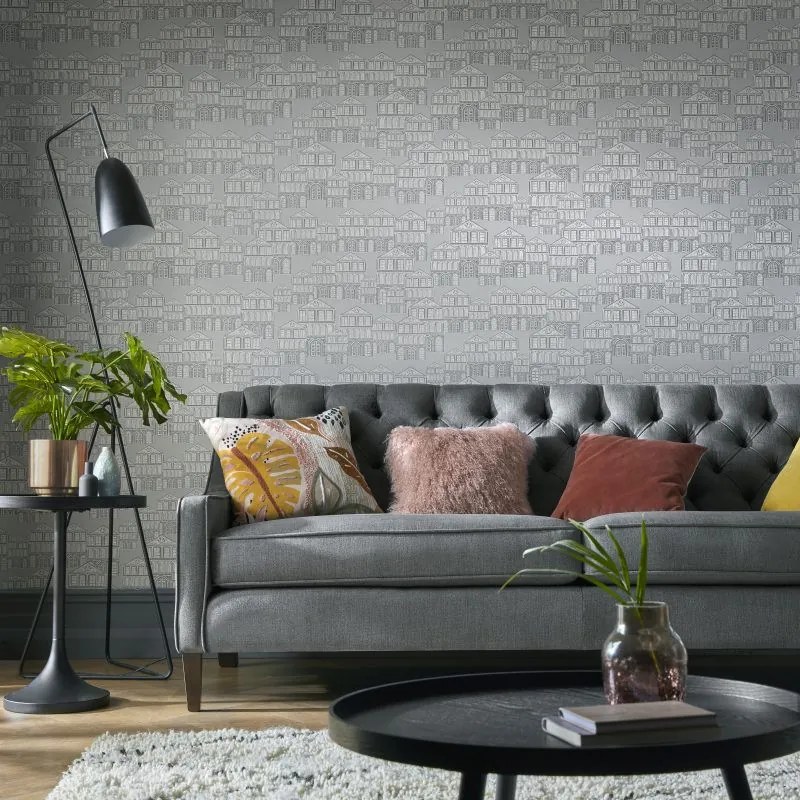 Tapet Maison, Soft Grey Luxury Patterned, 1838 Wallcoverings, 5.3mp / rola