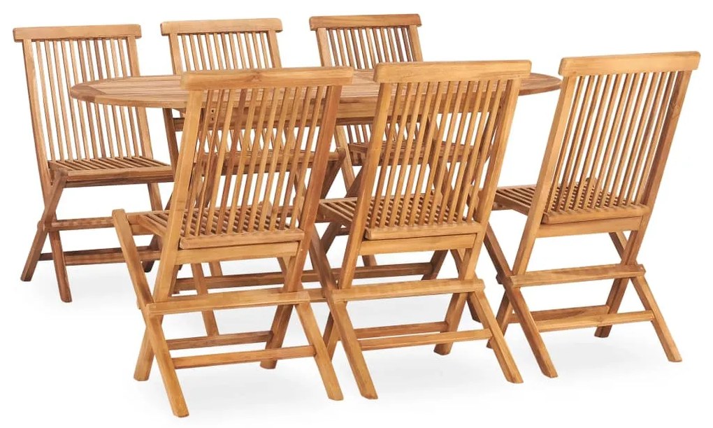 vidaXL Set mobilier de exterior pliabil, 7 piese, lemn masiv de tec
