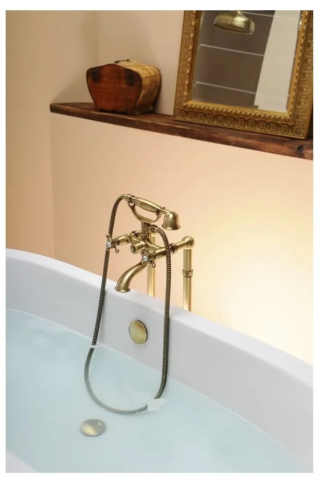 Baterie roz pentru cadă cu montare pe perete (2 ieșiri) Antea – Sapho