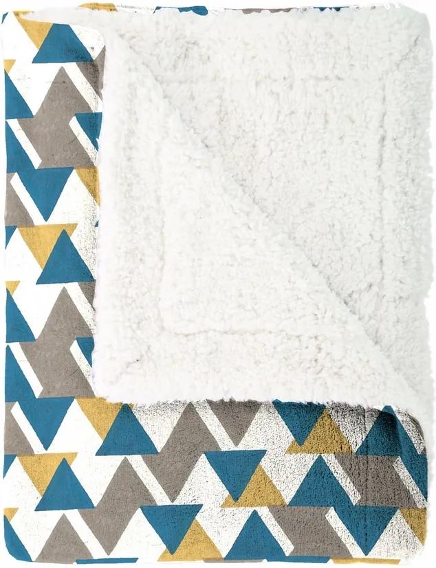 Pătură imitaţie lână Mistral Home Triangle, albastru, 130 x 170 cm