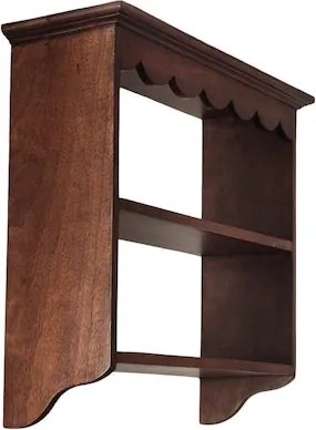 Etajeră de perete din lemn de mango maro, cu forme decorative ondulate, 40 × 38 × 12 cm, „Sigurd"