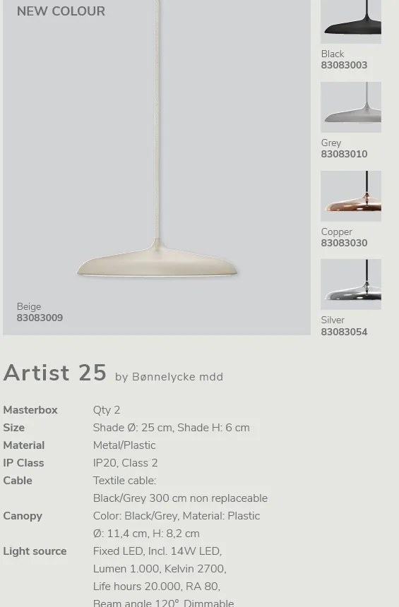 Pendul modern finisaj bej, LED Artist 25 83083009 DFTP